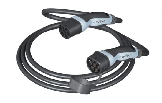 EV Charging Cable 11kW, 32A, Type 2 to Type 2, 3 phase, 10meter (EVAKA)