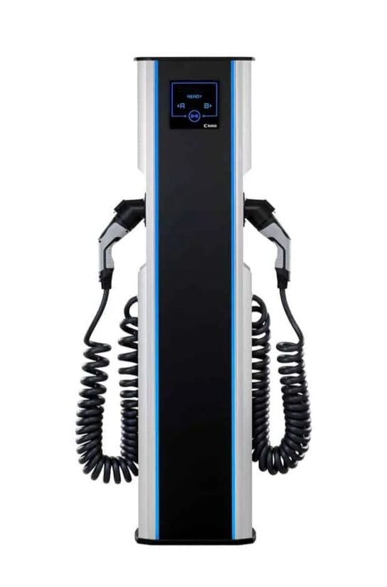 ELINTA CITYCHARGE V2 Plus with Eichrecht certification   – 2×22 kW Type 2 cables, 4G / LAN / Wifi / RFID